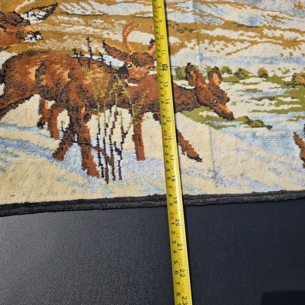 Tapestry Deer Stag woodland Vtg 60s velvet Wall Hanging Belgium Cottagecore